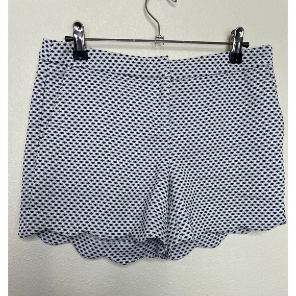 Cynthia Rowley Pants - Cynthia Rowley Size 2 Dizzy Dot Shorts Scalloped Hem White Low Rise Stretch